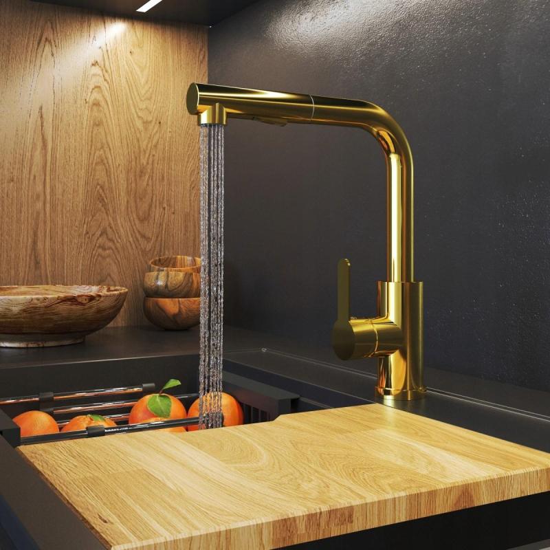 Graniteland Celeste Köksblandare Guld med Utdragbar Pip och Dubbel-Funktion Handdusch 1208970664