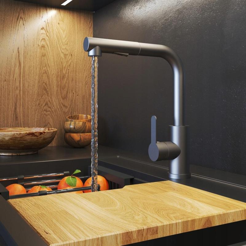 Graniteland Celeste Kökblandare Gun metal med Utdragbar Utlopp och Dubbel-Funktion Handdusch 1208970666