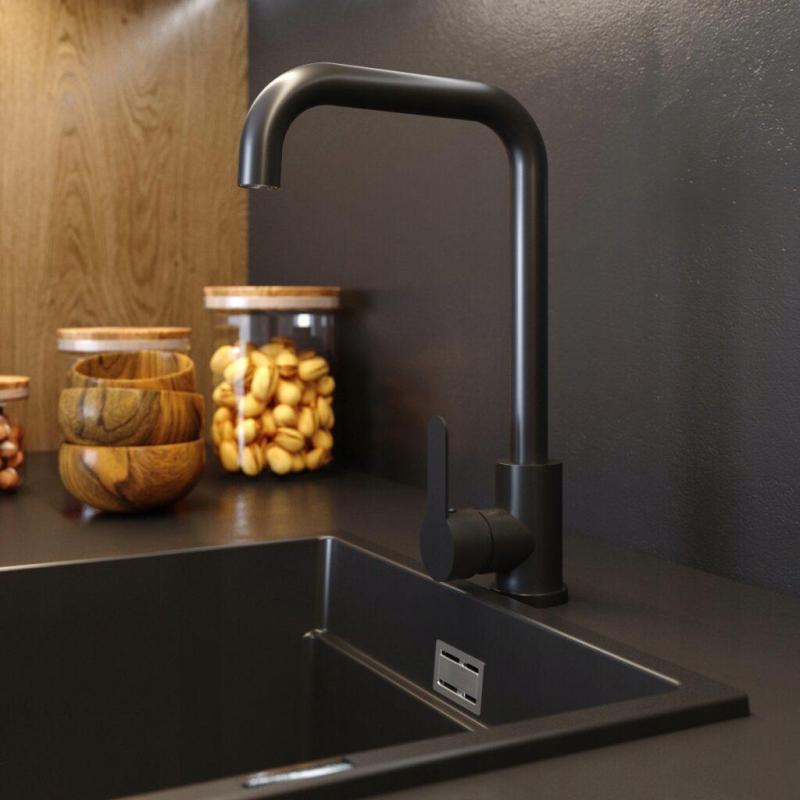 Graniteland Stellar Köksblandare Svart med svängbar pip 1208970671