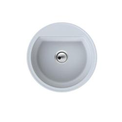Dura Stretto Vit kvarts rund ovanpåliggande diskho 51 cm med rostfri plugg och 1 kranhål 1208970691