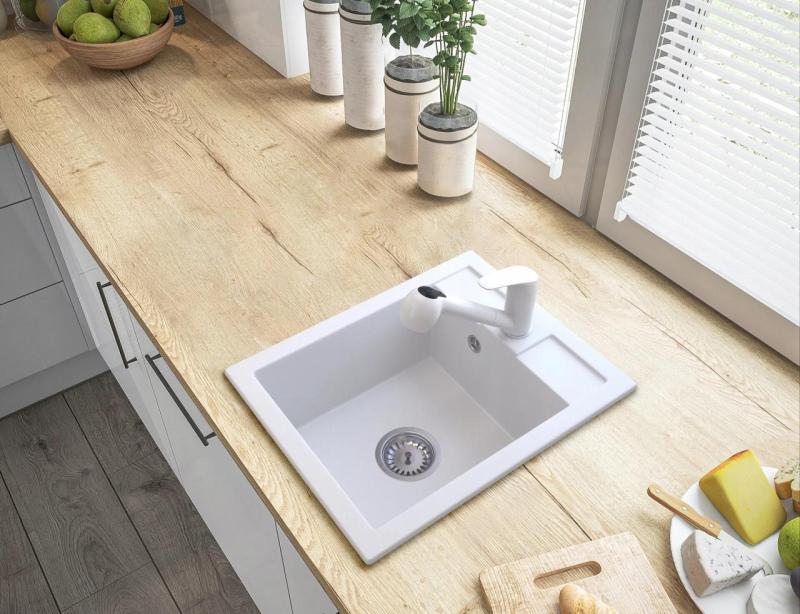 Graniteland Rhea Kökblandare Vit med Utdragbar Pip och Dubbel-Funktion Handdusch 1208970714