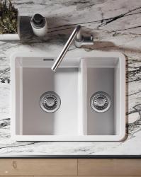 Ausmann Keramisk Ember Keramisk Vit En och en halv Diskho Inbyggd och Underbyggd 535 x 400 mm med Rostfria Proppar 1208970735