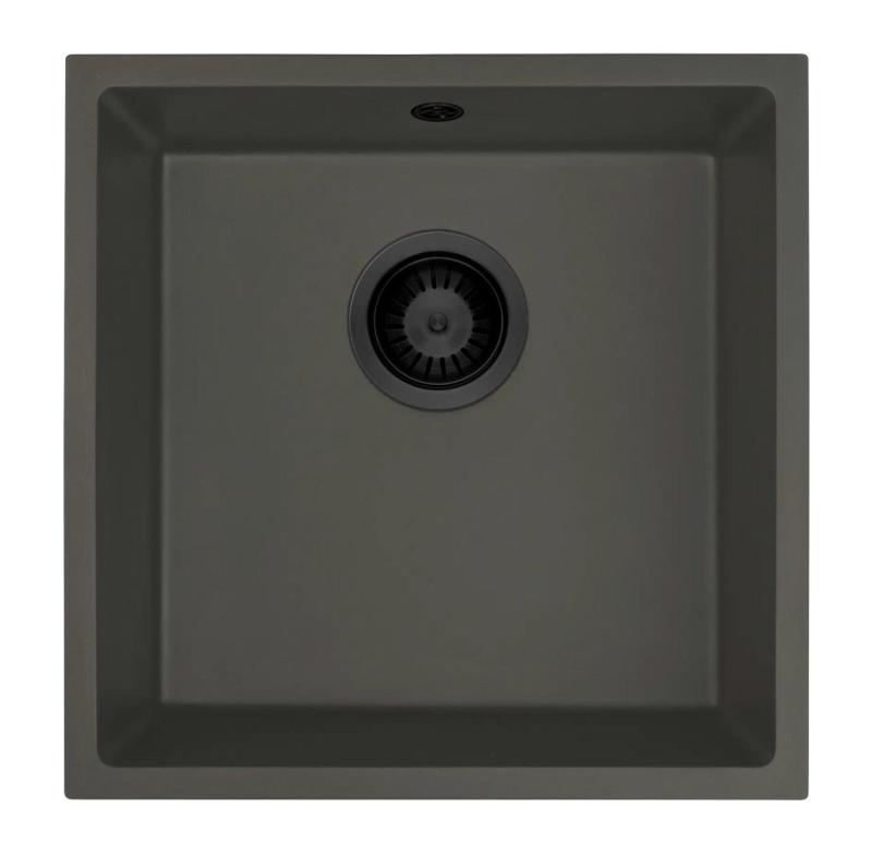 GraniteMy Universal Granit Grå, mörk Diskho 40x40 cm Påbyggnad, Underskåp och Planmonterad med Svart Plugg 1208970747