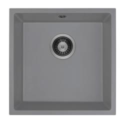 GraniteMy Universal Granit Grå Diskbänk 40x40 cm Överbyggnad, Underbyggnad och Infälld med Gun metal Propp 1208970750