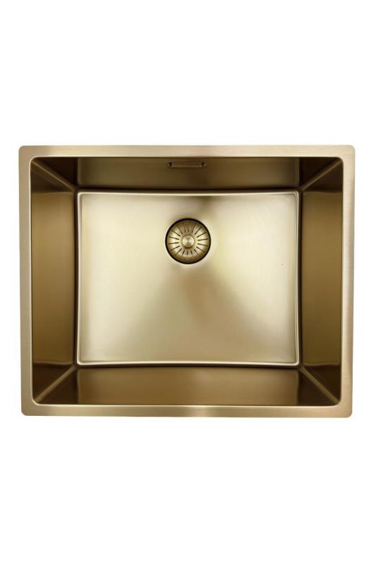 Pure.Sink Prestige Kombinationsset Guld diskbänk 50x40 cm med Guld Kökskran 1208970764