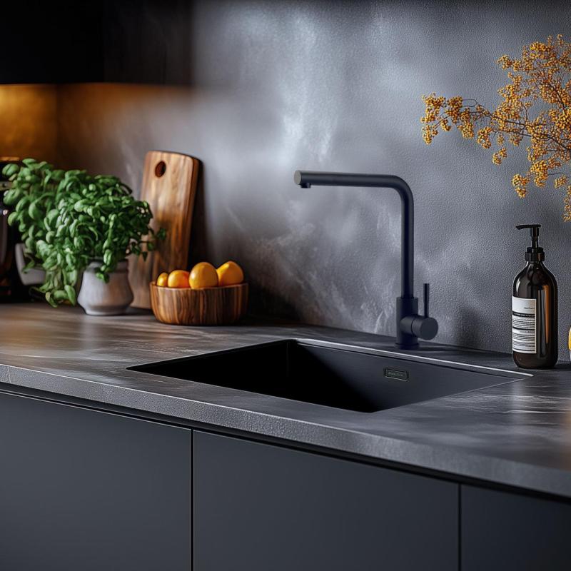 Svart Kombinationsset Diskho 50x40cm med Svart Kökskran 1208970765