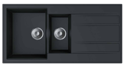Dura Stretto Quartz 1,5 diskho antracit påbyggnad med avrinning 100x50cm omvändbar 1208970766