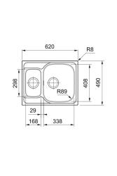 Franke Spark SKX 660 1,5 RVS Diskbänk omvändbar Montering 62x49cm 101.0714.455