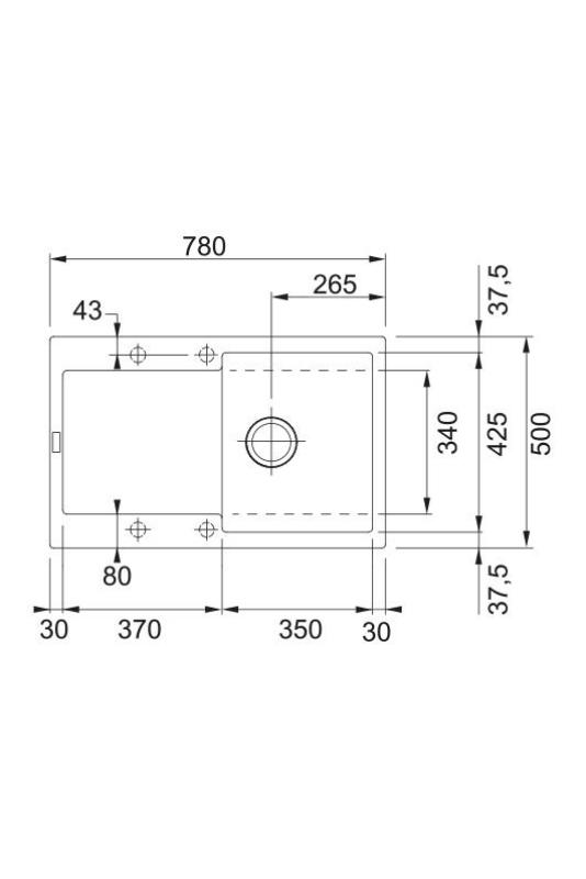 Franke Maris MRG 611-78 Fragranite Matt Svart Diskbänk 78 x 50 cm Infälld med Avrinningsdel 114.0628.968