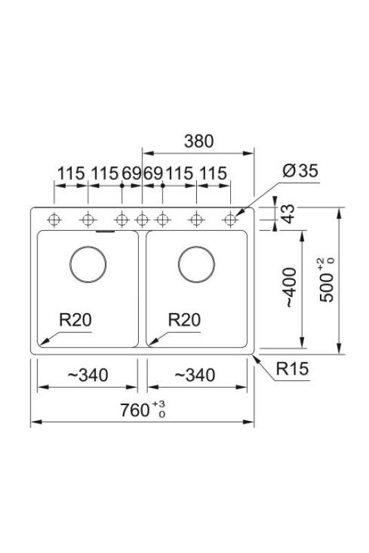 Franke Maris MRG 620 TL Fragranite Matt Svart Dubbel Diskbänk 76 x 50 cmÖverbyggnad med Kranhålsbänk 114.0668.738
