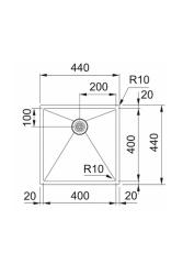 Franke Bolero Plus New R10 B2X 210-40-40 RVS Diskbänk Planmontering, undermontering och överbyggnad 40x40 cm 127.0728.976
