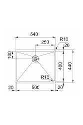 Franke Bolero Plus New R10 B2X 210-50-40 RVS Diskbänk Infälld, underbyggnad och överbyggnad 50x40 cm 127.0728.977