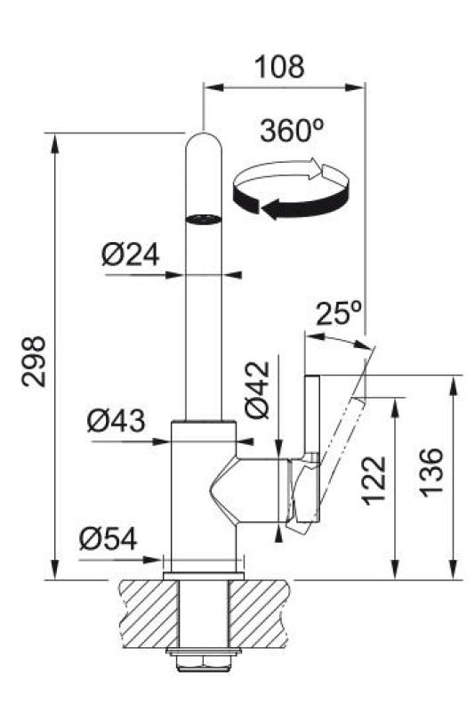 Franke Lina U Kökskran Roterande Utlopp Svart 115.0728.474