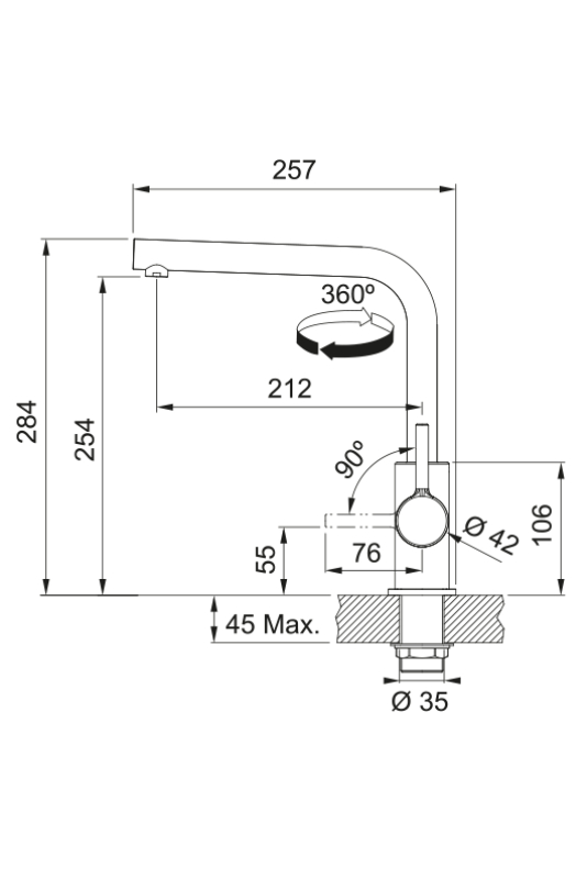 Franke Lina L Kökskran Svängbar Utlopp Krom 115.0693.230