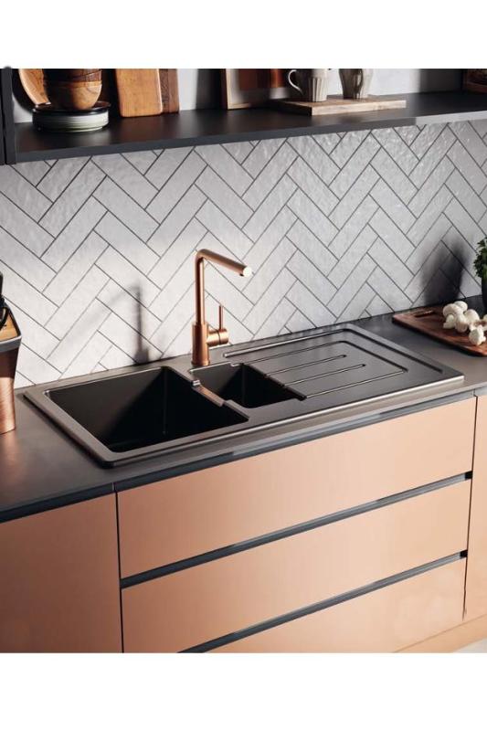 Ausmann Ceramic Sylva 1,5 Keramisk Svart matt Diskbänk med avrinningsdel 1000 x 500 mm 1208971127