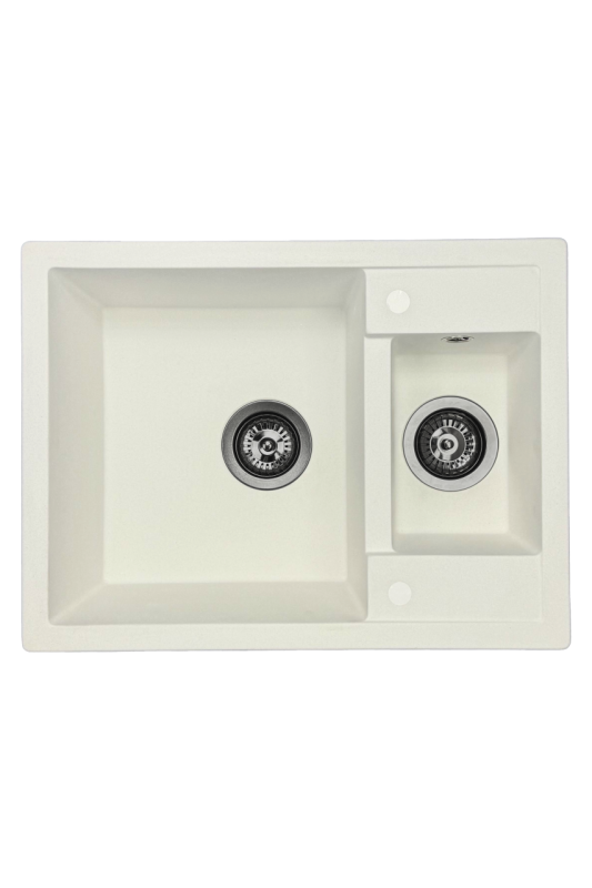 GraniteMy Smart extra grund 1,5 granit påbyggnad vit diskbänk 58x44cm med gun metal propp1208971225