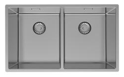 Pure.Sink Prestige Dubbel Rostfritt Stål Diskho 70x40 cm 10mm radie undermontering, planmontering och överbyggnad PPG343440-02