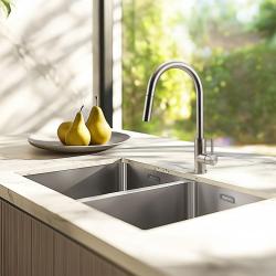 Pure.Sink Prestige Dubbel Rostfritt Stål Diskho 70x40 cm 10mm radie undermontering, planmontering och överbyggnad PPG343440-02