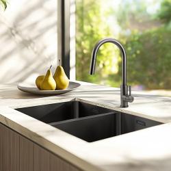 Pure.Sink Prestige Dubbel Gun metal diskbänk 70x40 cm 10mm radie undermontering, planmontering och påbyggnad PPG343440-61