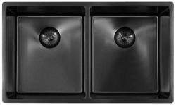 Pure.Sink Prestige Dubbel Gun metal diskbänk 70x40 cm 10mm radie undermontering, planmontering och påbyggnad PPG343440-61