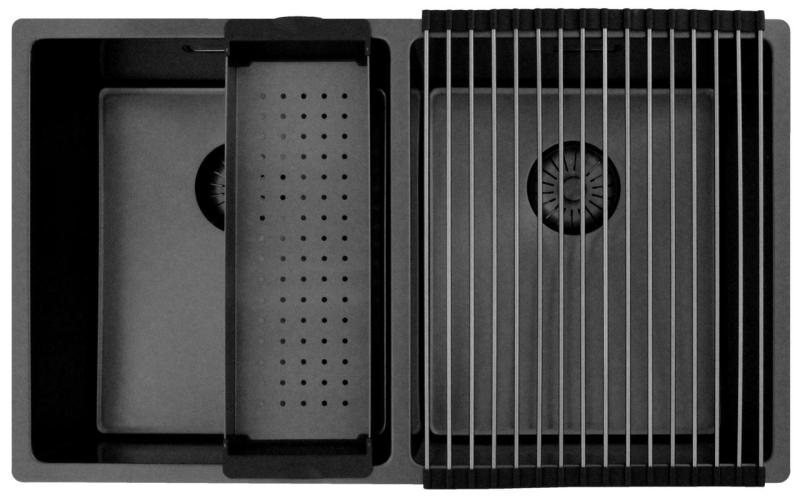 Pure.Sink Prestige Dubbel Gun metal diskbänk 70x40 cm 10mm radie undermontering, planmontering och påbyggnad PPG343440-61