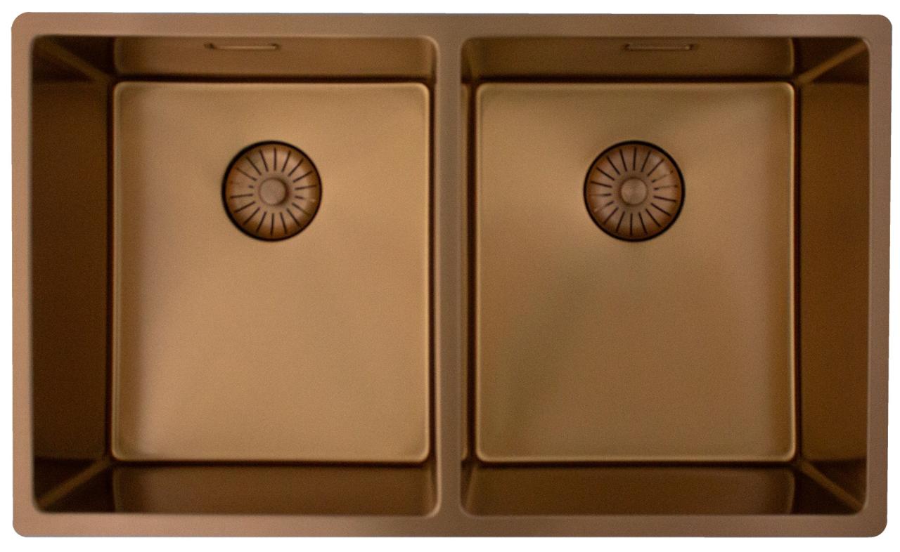 Pure.Sink Prestige Dubbel Koppar diskho 70x40cm 10mm radie undermontering, planmontering och överbyggnad PPG343440-62 - Productafbeelding