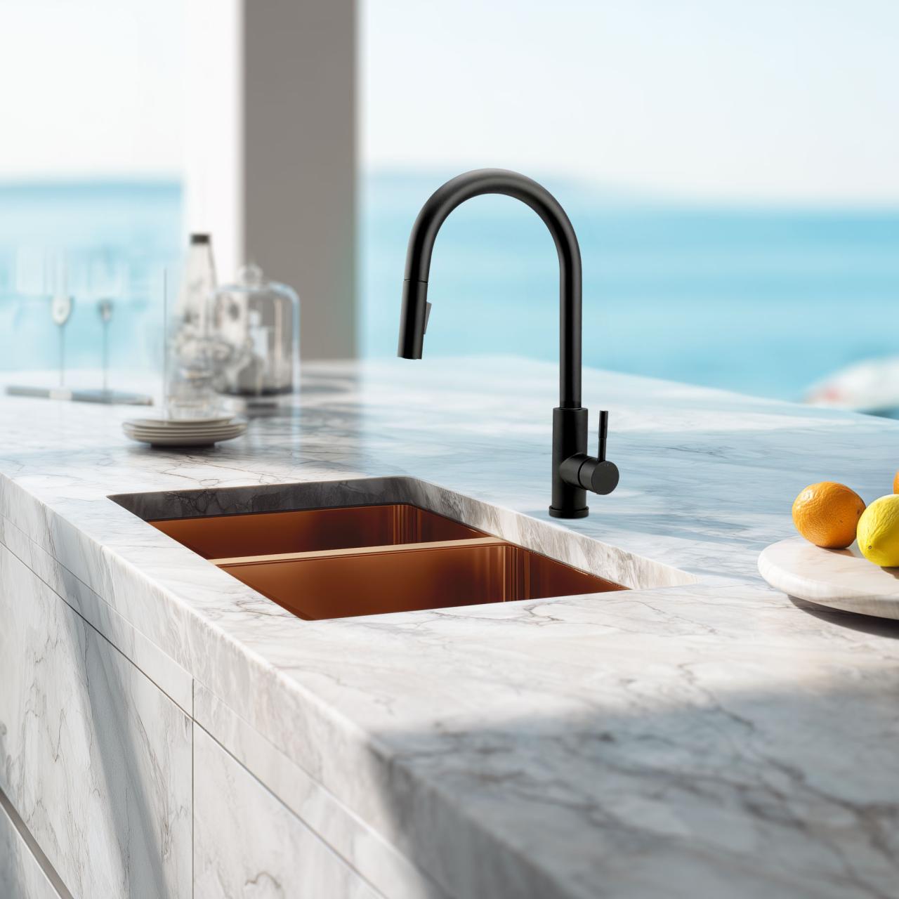 Pure.Sink Prestige Dubbel Koppar diskho 70x40cm 10mm radie undermontering, planmontering och överbyggnad PPG343440-62 - Productafbeelding 2