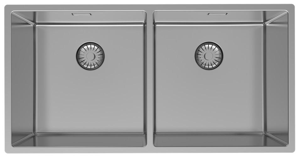 Pure.Sink Prestige Dubbel rostfritt stål diskbänk 82x40 cm 10mm radie undermontering, planmontering och övermontering PPG404040-02 - Productafbeelding