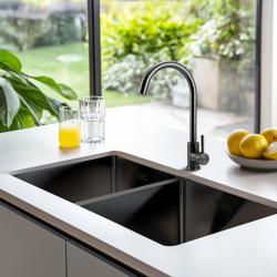 Pure.Sink Prestige Dubbel Gun metal diskbänk 82x40 cm 10mm radie undermontering, planmontering och överbyggnad PPG404040-61