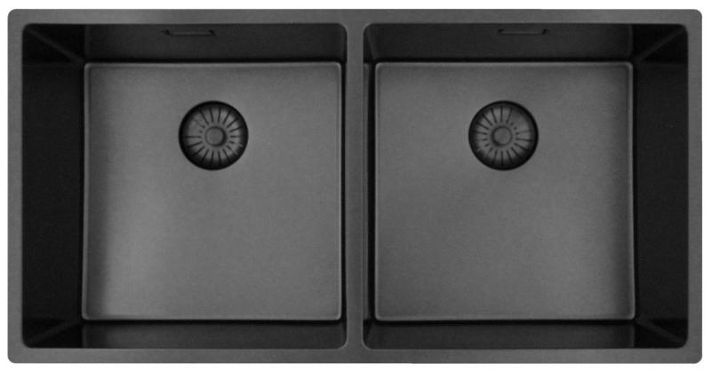 Pure.Sink Prestige Dubbel Gun metal diskbänk 82x40 cm 10mm radie undermontering, planmontering och överbyggnad PPG404040-61