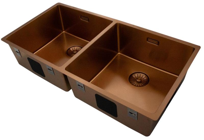 Pure.Sink Prestige Dubbel Koppar diskho 82x40 cm 10mm radie undermontering, planmontering och övermontering PPG404040-62