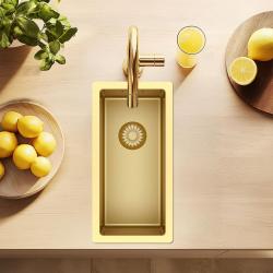 Pure.Sink Exclusivo liten guld diskho 18x40 cm 10mm radie undermontering, planmontering och överbyggnad PEX1840-60