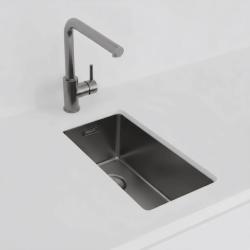 Pure.Sink Exclusivo Gun metal liten diskbänk 18x40 cm 10mm radie undermontering, planmontering och överbyggnad PEX1840-61