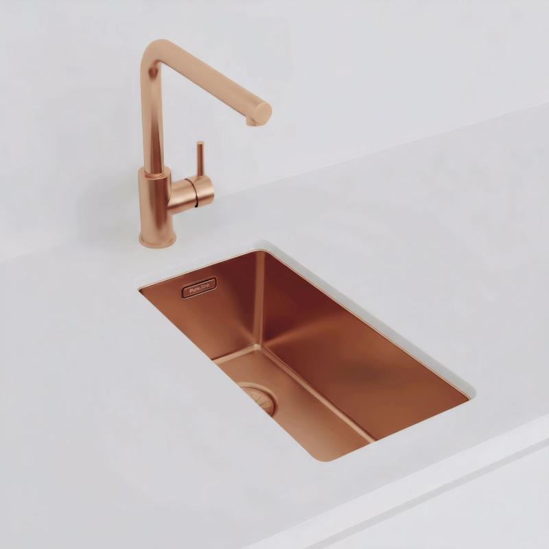 Pure.Sink Exclusivo liten koppar diskho 18x40 cm 10mm radie undermontering, planmontering och överbyggnad PEX1840-62