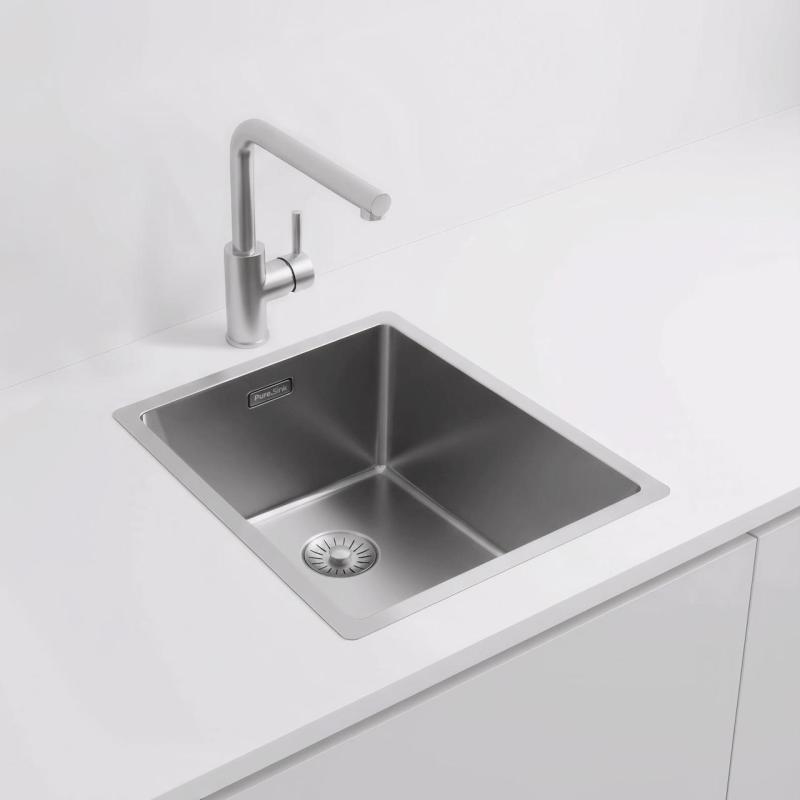 Pure.Sink Exclusivo RVS diskbänk 34x40 cm 10mm radie undermontering, planmontering och överbyggnad PEX3440-02