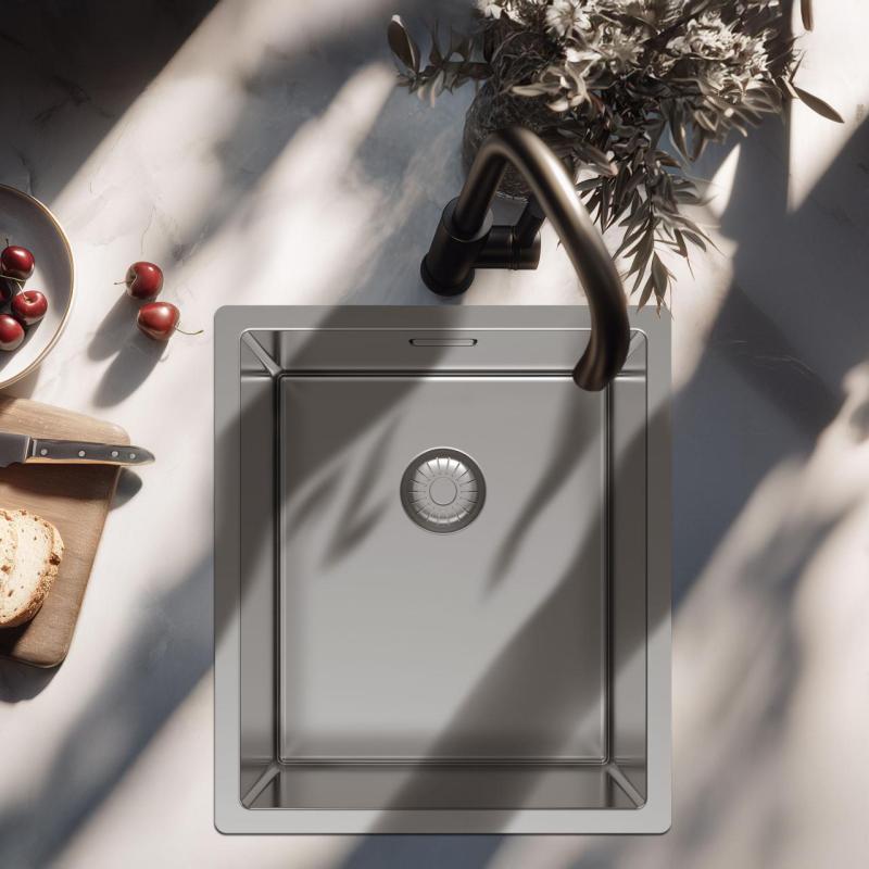 Pure.Sink Exclusivo RVS diskbänk 34x40 cm 10mm radie undermontering, planmontering och överbyggnad PEX3440-02