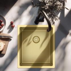 Pure.Sink Exclusivo Guld diskbänk 34x40 cm 10mm radie undermonterad, planmonterad och övermonterad PEX3440-60