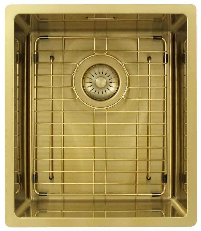 Pure.Sink Exclusivo Guld diskbänk 34x40 cm 10mm radie undermonterad, planmonterad och övermonterad PEX3440-60