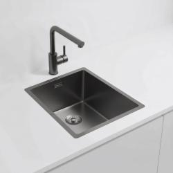 Pure.Sink Exclusivo Gun metal diskbänk 34x40 cm 10mm radie undermontering, planmontering och övermontering PEX3440-61