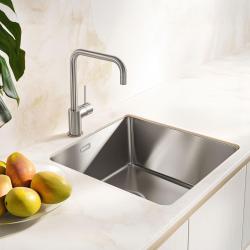 Pure.Sink Exclusivo RVS diskbänk 40x40 cm 10mm radie underbyggnad, planbyggnad och överbyggnad PEX4040-02