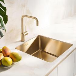 Pure.Sink Exclusivo Guld diskbänk 40x40 cm 10mm radie undermontering, planmontering och övermontering PEX4040-60