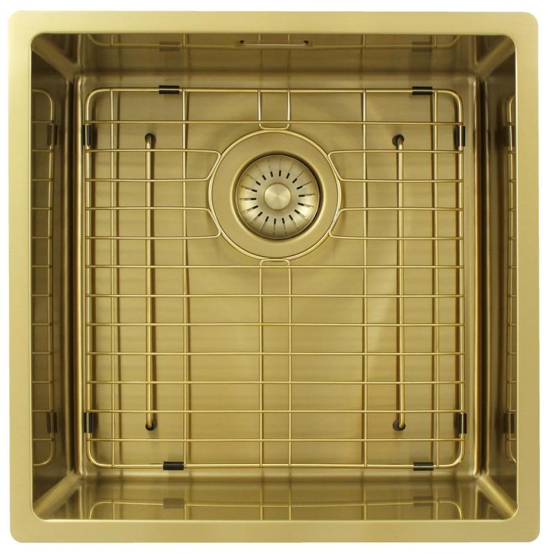 Pure.Sink Exclusivo Guld diskbänk 40x40 cm 10mm radie undermontering, planmontering och övermontering PEX4040-60