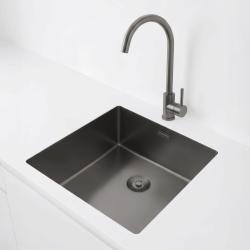 Pure.Sink Exclusivo Gun metal diskho 40x40 cm 10mm radie underbyggnad, planbyggnad och överbyggnad PEX4040-61