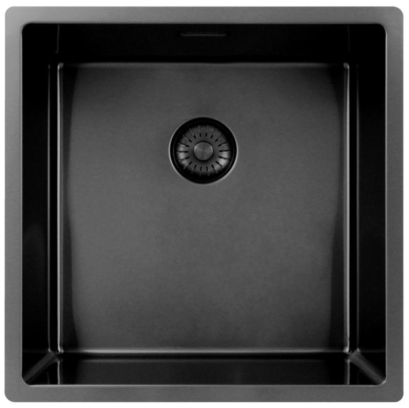 Pure.Sink Exclusivo Gun metal diskho 40x40 cm 10mm radie underbyggnad, planbyggnad och överbyggnad PEX4040-61