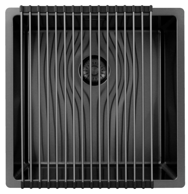 Pure.Sink Exclusivo Gun metal diskho 40x40 cm 10mm radie underbyggnad, planbyggnad och överbyggnad PEX4040-61