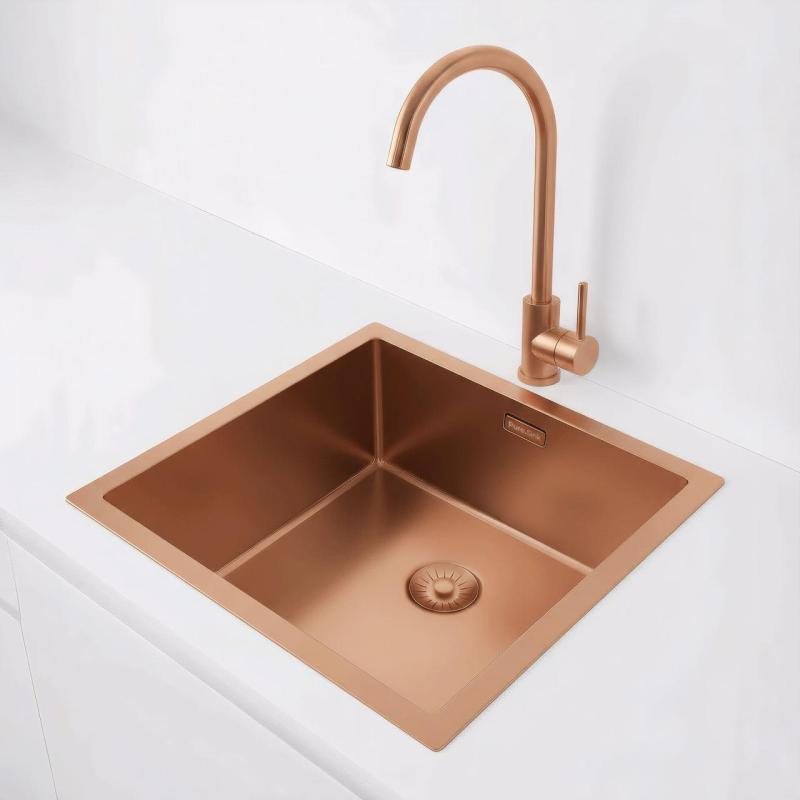 Pure.Sink Exclusivo Koppar diskho 40x40 cm 10mm radie undermontering, planmontering och toppmontering PEX4040-62