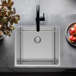 Pure.Sink Exclusivo RVS diskbänk 45x40 cm 10mm radie underbyggnad, planbyggnad och överbyggnad PEX4540-02