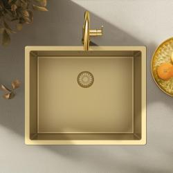 Pure.Sink Exclusivo Gyllene diskbänk 50x40 cm 10mm radie undermontering, planmontering och övermontering PEX5040-60