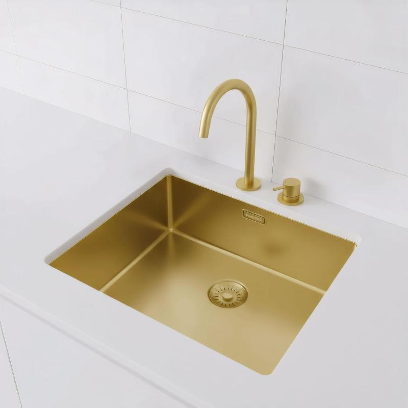 Pure.Sink Exclusivo Gyllene diskbänk 50x40 cm 10mm radie undermontering, planmontering och övermontering PEX5040-60