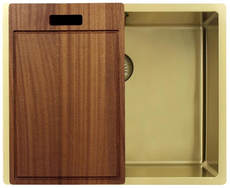 Pure.Sink Exclusivo Gyllene diskbänk 50x40 cm 10mm radie undermontering, planmontering och övermontering PEX5040-60